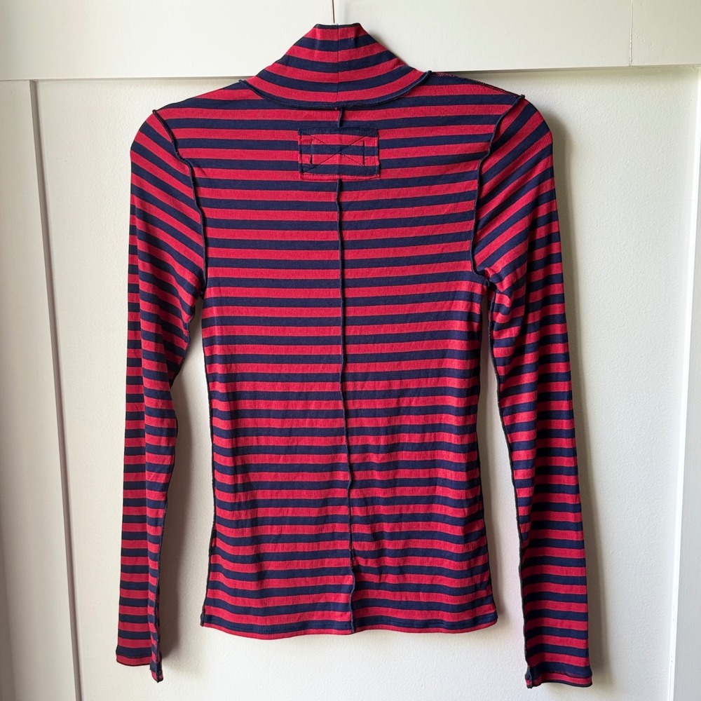 We The Free Free People Americana Combo Striped Turtleneck Red Blue Small NWT - Picture 2 of 11